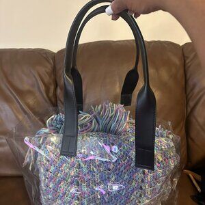 Clear Beach Tote Bag with Black Handles